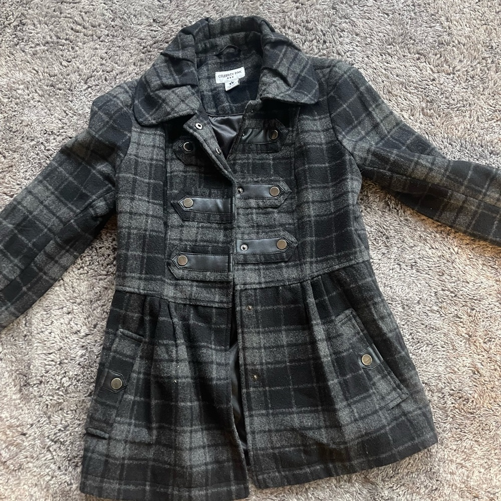 Celebrity Pink black pea coat with snaps size small
